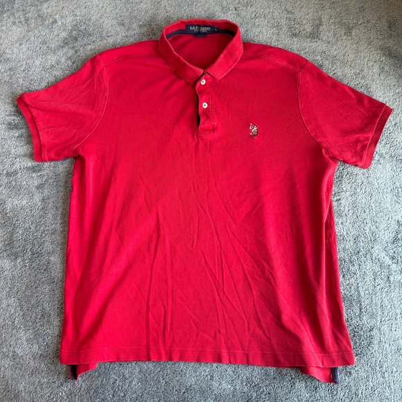 US Polo Assn. Mens Red Polo Shirt Short Sleeve Collared Casual Top - Picture 1 of 5